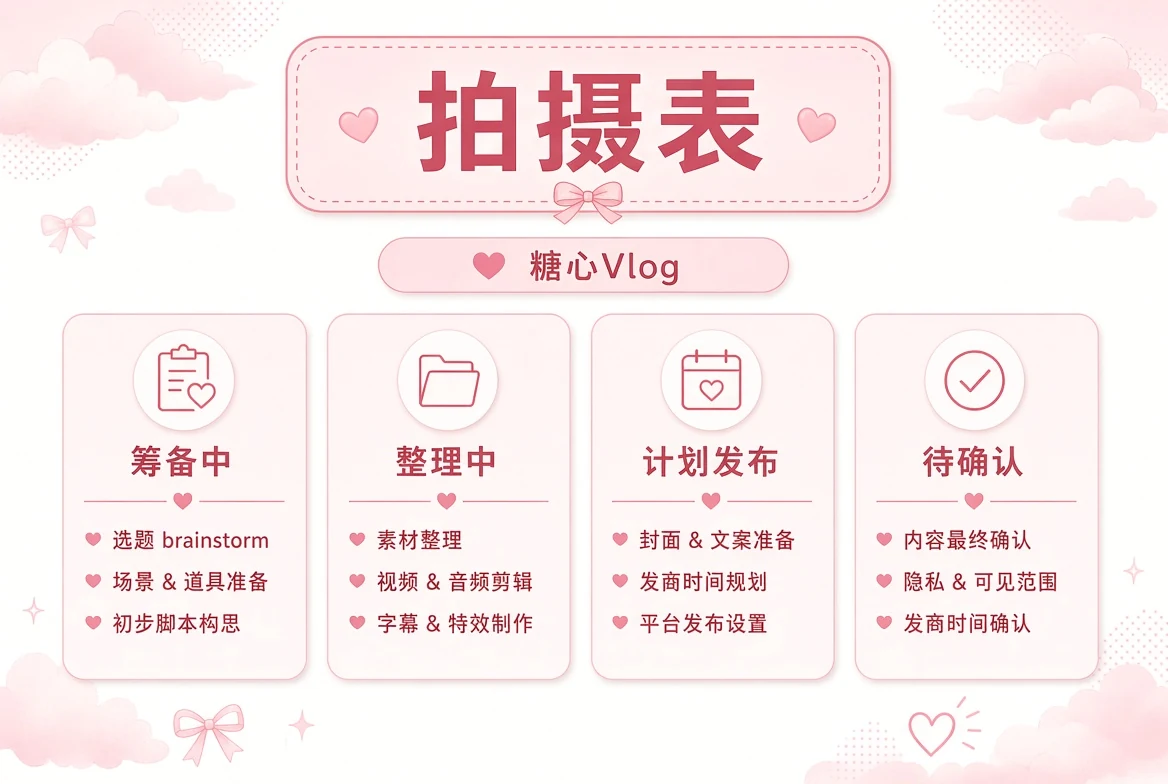 拍摄表与内容整理状态插画